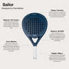 Padel racket Sailor with technical specifications on a white background