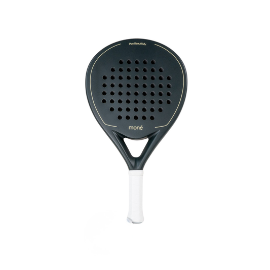 Green and white racket with a unique design on a white background. Forest - Premium Padel Racket | Mone Padel
