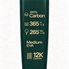 Specs printed in gold on the Forest dark green padel racket: 100% carbon, 365 g, 265 mm, medium EVA core, 12K carbon