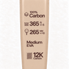 Specs printed in cocoa brown on the Sahara beige padel racket: 100% carbon, 365 g, 265 mm, medium EVA core, 12K carbon