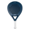 Moné Padel premium navy teardrop racket featuring a white grip and signature Play Beautifully design.