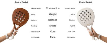moné Control vs Hybrid padel racket comparison: carbon construction, weight, balance, shape and core specs.